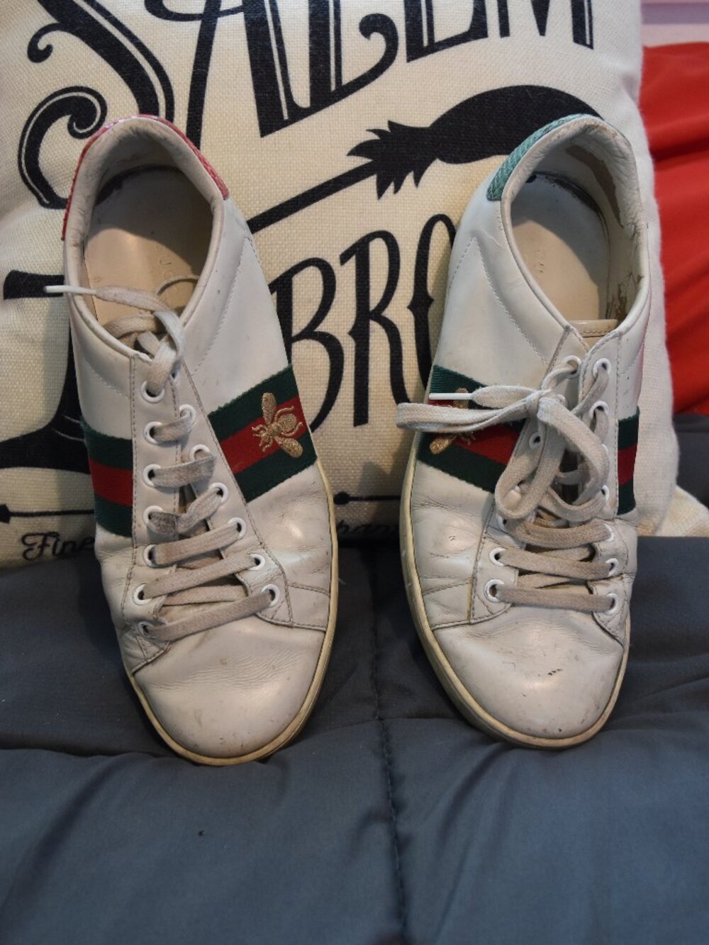 Authentic Gucci Web Stripe Sneakers Size‎ 8.5 Made in Italy!